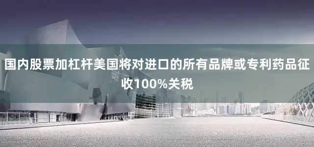国内股票加杠杆美国将对进口的所有品牌或专利药品征收100%关税